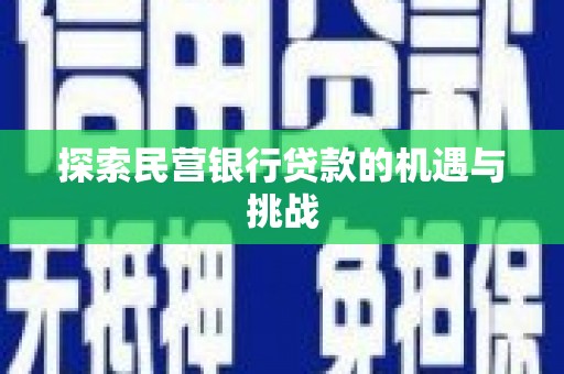 盐埕探索民营银行贷款的机遇与挑战