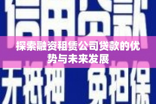 纳雍探索融资租赁公司贷款的优势与未来发展