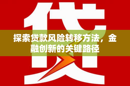 高平探索贷款风险转移方法，金融创新的关键路径